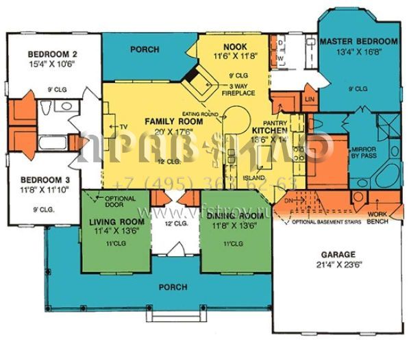 Проект одноэтажного дома с гаражом на две машины в стиле Ранчо S5-198 (4848-00274)