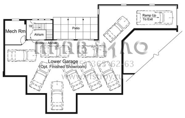 Проект одноэтажного дома с гаражом на три и более машин в стиле Ранчо S5-246 (5633-00306)
