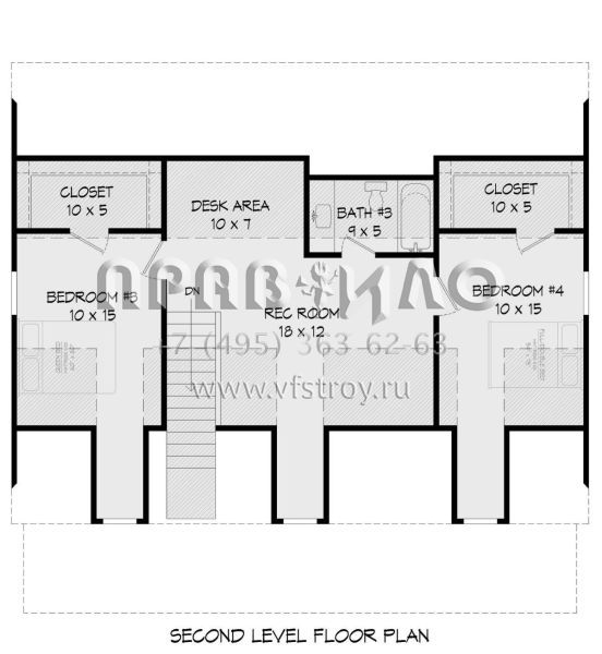 Проект двухэтажного дома без гаража в стиле Ранчо S5-196 (940-00481)