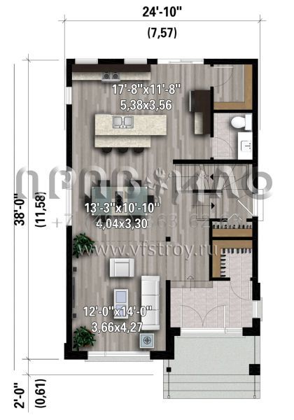 Проект двухэтажного дома без гаража в современном стиле S5-147 (6146-00507)