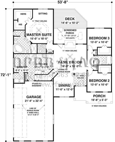 Проект одноэтажного дома с гаражом на три и более машин в американском стиле S5-167 (036-00203)