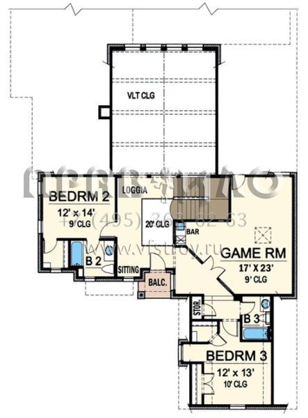 Проект двухэтажного дома с гаражом на две машины в английском стиле S5-374 (5445-00193)