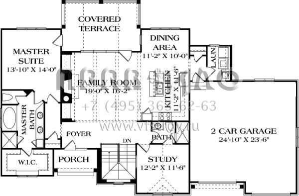 Проект одноэтажного дома с гаражом на две машины в английском стиле S5-257 (3323-00615)