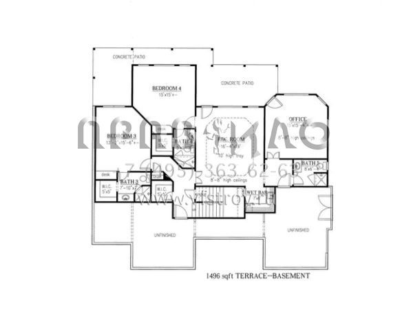 Проект одноэтажного дома с гаражом на три и более машин в стиле Ранчо S5-352 (286-00009)