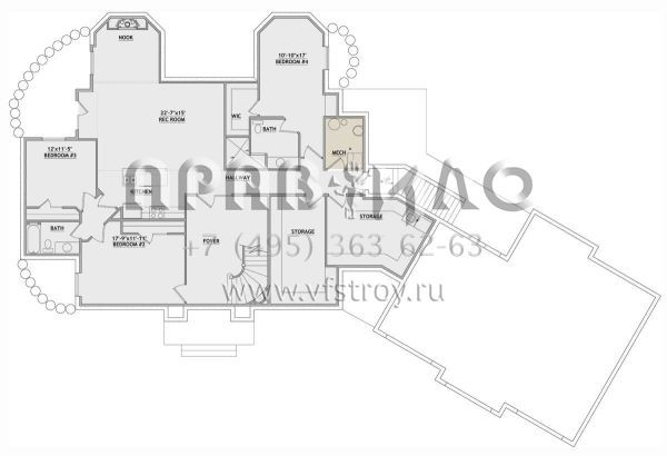 Проект двухэтажного дома с гаражом на три и более машин в стиле Ранчо S5-599 (8768-00045)