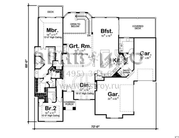 Проект двухэтажного дома с гаражом на три и более машин в современном стиле S5-446 (963-00103)