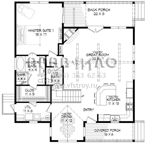 Проект двухэтажного дома без гаража в современном стиле S5-171 (940-00109)