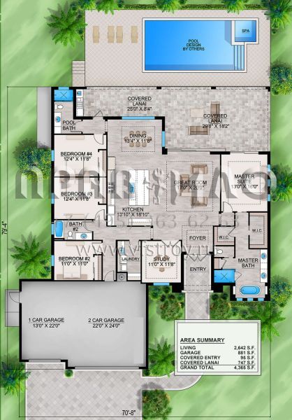 Проект одноэтажного дома с гаражом на три и более машин в современном стиле S5-245 (207-00139)
