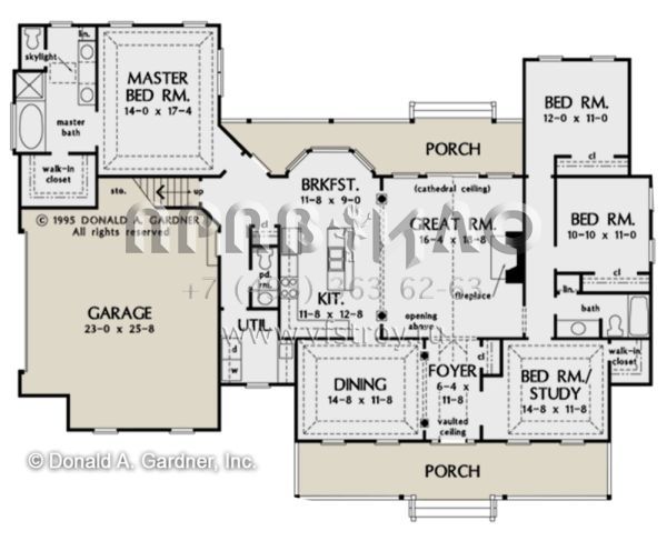Проект одноэтажного дома с гаражом на две машины в стиле Ранчо S5-204 (2865-00085)