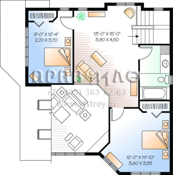 Проект двухэтажного дома с гаражом на одну машину в современном стиле S5-161 (034-00108)