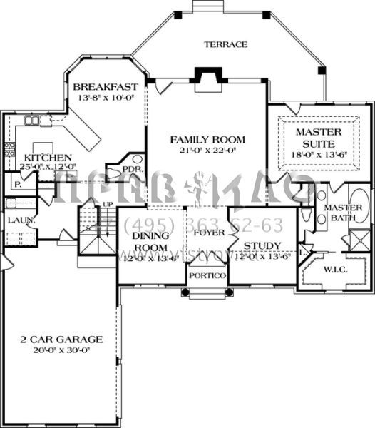 Проект двухэтажного дома с гаражом на две машины в стиле Ранчо S5-297 (3323-00282)
