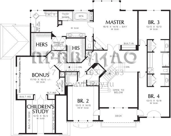 Проект двухэтажного дома с гаражом на три и более машин в стиле Ранчо S5-434 (2559-00599)