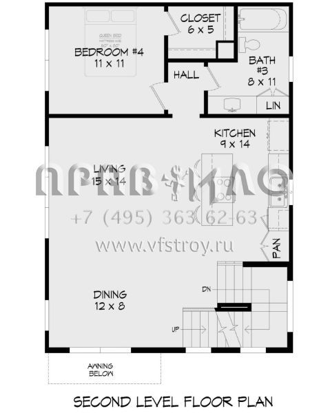 Проект трехэтажного дома с гаражом на две машины и плоской крышей S5-176 (940-00612)