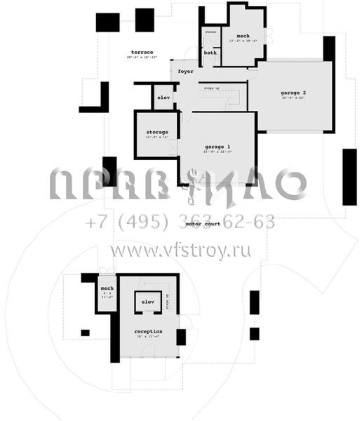 Проект одноэтажного дома с гаражом на три и более машин в современном стиле S5-767 (028-00126)