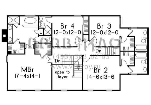Проект двухэтажного дома с гаражом на три и более машин в стиле Особняк S5-299 (5633-00339)