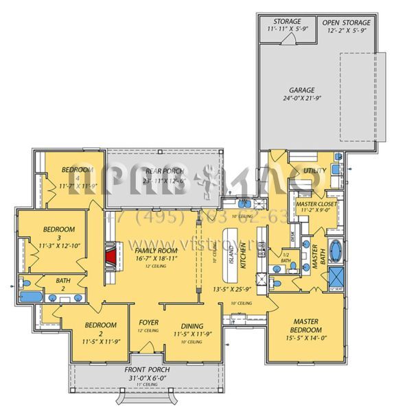 Проект одноэтажного дома с гаражом на две машины в стиле Ранчо S5-218 (9279-00014)