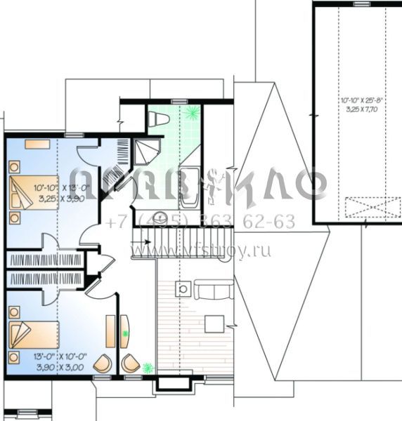 Проект двухэтажного дома с гаражом на две машины в американском стиле S5-326 (034-00102)