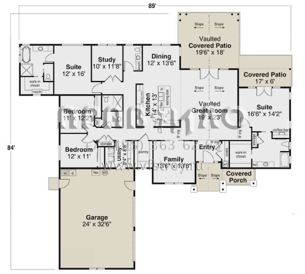 Проект одноэтажного дома с гаражом на две машины в американском стиле S5-279 (035-01072)