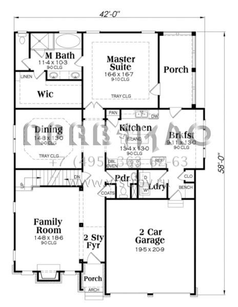 Проект двухэтажного дома с гаражом на две машины в стиле Ранчо S5-274 (009-00131)