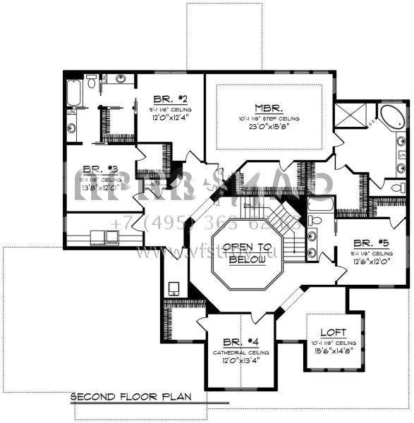 Проект двухэтажного дома с гаражом на три и более машин в американском стиле S5-479 (1020-00134)