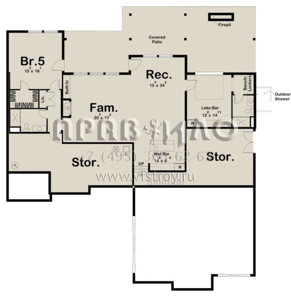 Проект одноэтажного дома с гаражом на три и более машин в американском стиле S5-239 (963-00455)