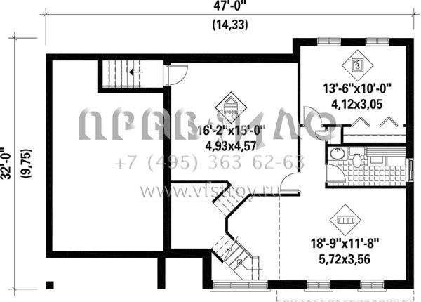 Проект одноэтажного дома с гаражом на одну машину в современном стиле S5-183 (6146-00149)