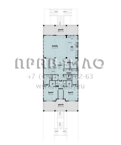 Проект трехэтажного дома с гаражом на три и более машин в прибрежном стиле S5-435 (028-00189)