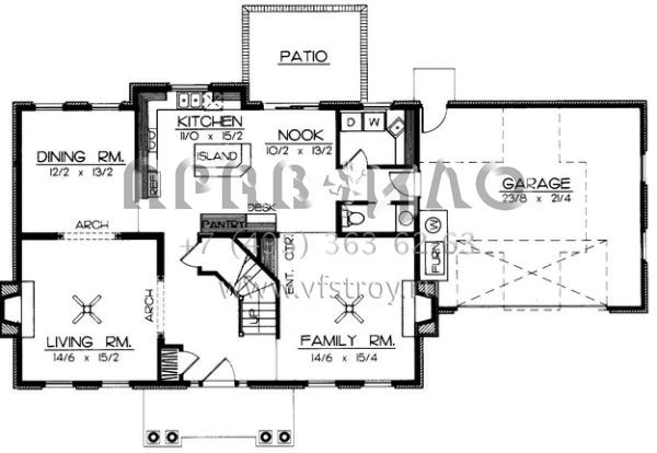 Проект двухэтажного дома с гаражом на две машины в стиле Ранчо S5-265 (692-00026)