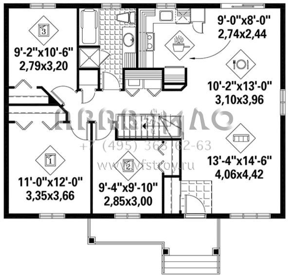 Проект одноэтажного дома без гаража в стиле Ранчо S5-102 (6146-00367)