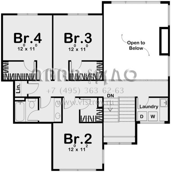 Проект двухэтажного дома с гаражом на три и более машин в стиле Райт S5-232 (963-00342)