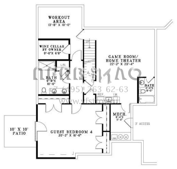 Проект одноэтажного дома с гаражом на две машины в стиле Ранчо S5-419 (110-00756)