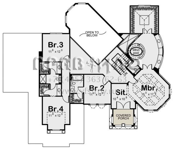 Проект двухэтажного дома с гаражом на три и более машин в стиле Ранчо S5-327 (963-00128)