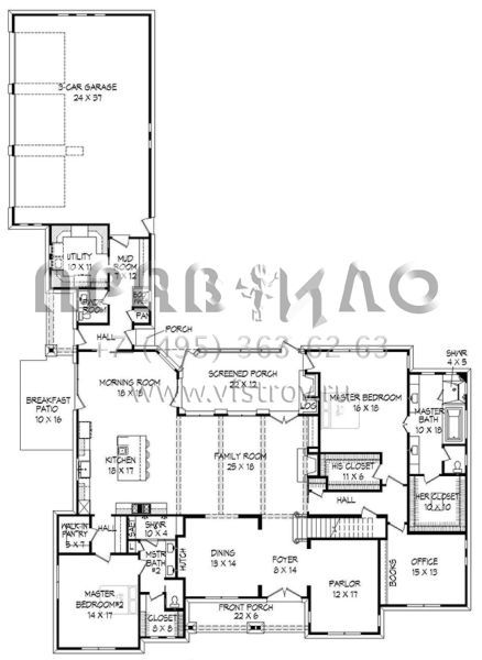 Проект двухэтажного дома с гаражом на три и более машин в американском стиле S5-499 (940-00047)