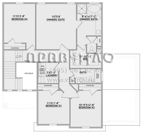 Проект двухэтажного дома с гаражом на три и более машин в стиле Ранчо S5-194 (8768-00120)
