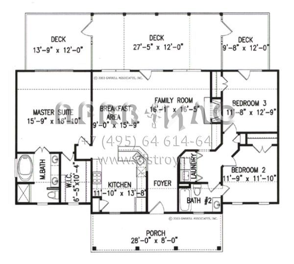 Проект одноэтажного дома без гаража в стиле Ранчо S5-151 (699-00033)
