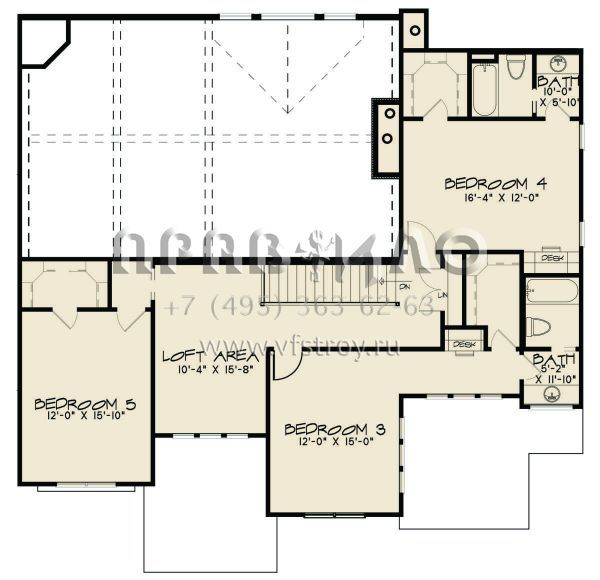 Проект двухэтажного дома с гаражом на три и более машин в американском стиле S5-585 (8318-00120)