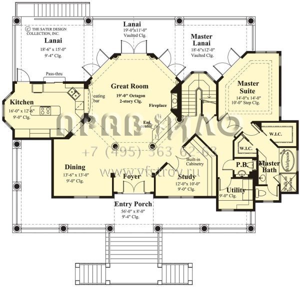 Проект трехэтажного дома с гаражом на две машины в прибрежном стиле S5-256 (8436-00079)