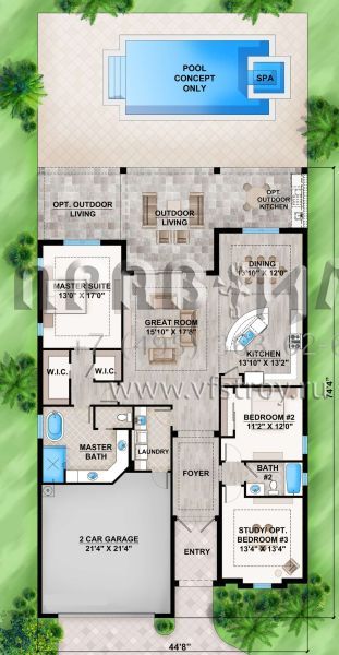 Проект одноэтажного дома с гаражом на две машины в современном стиле S5-190 (207-00076)