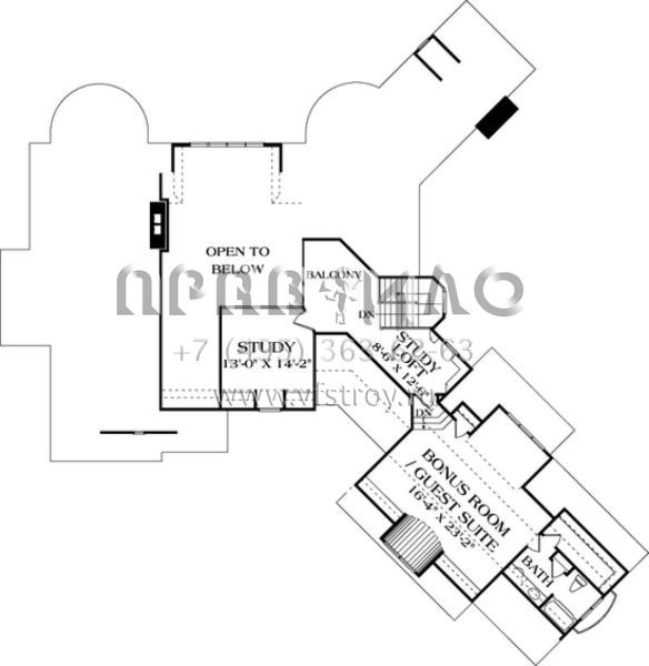 Проект двухэтажного дома с гаражом на три и более машин в стиле Ранчо S5-524 (3323-00522)