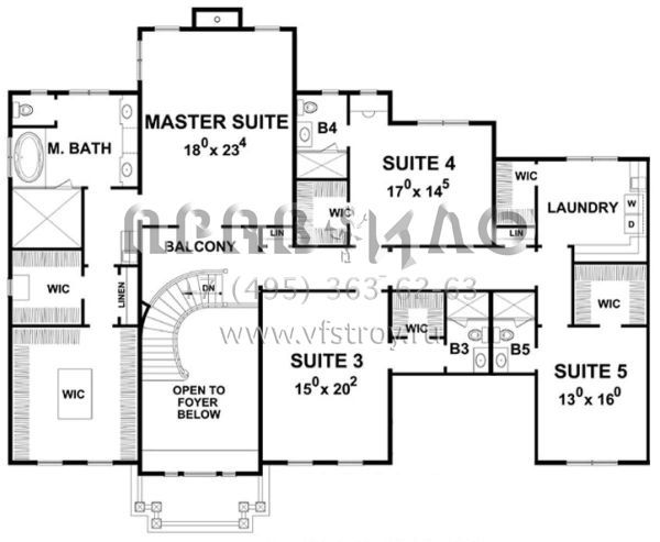 Проект двухэтажного дома с гаражом на три и более машин в стиле Особняк S5-532 (402-01469)