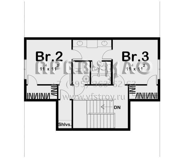 Проект двухэтажного дома с гаражом на три и более машин в стиле БарнХаус S5-200 (963-00602)