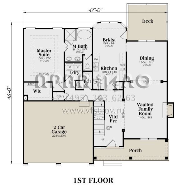 Проект двухэтажного дома с гаражом на две машины в классическом стиле S5-188 (009-00034)
