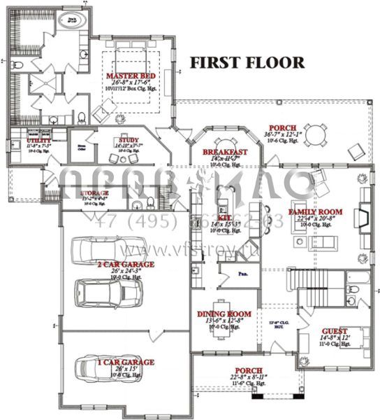 Проект двухэтажного дома с гаражом на две машины в стиле Ранчо S5-365 (1070-00131)