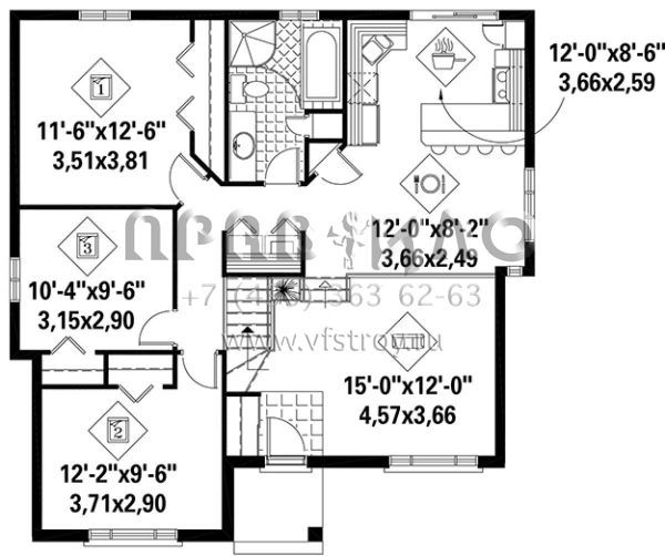 Проект одноэтажного дома без гаража в стиле Ранчо S5-105 (6146-00262)