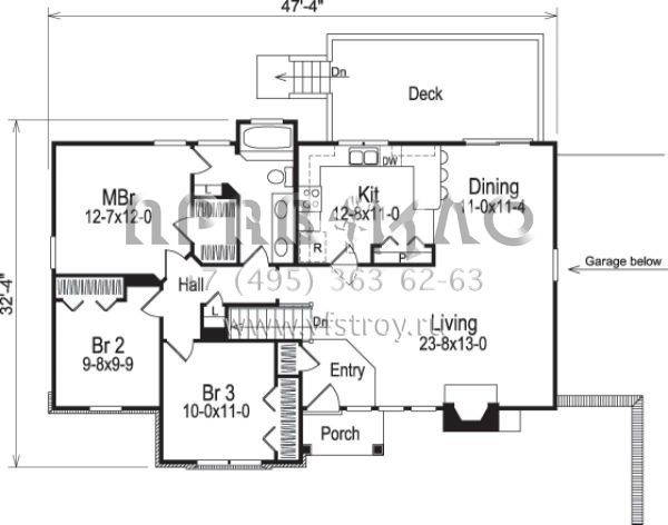 Проект одноэтажного дома с гаражом на две машины в стиле Ранчо S5-130 (5633-00054)