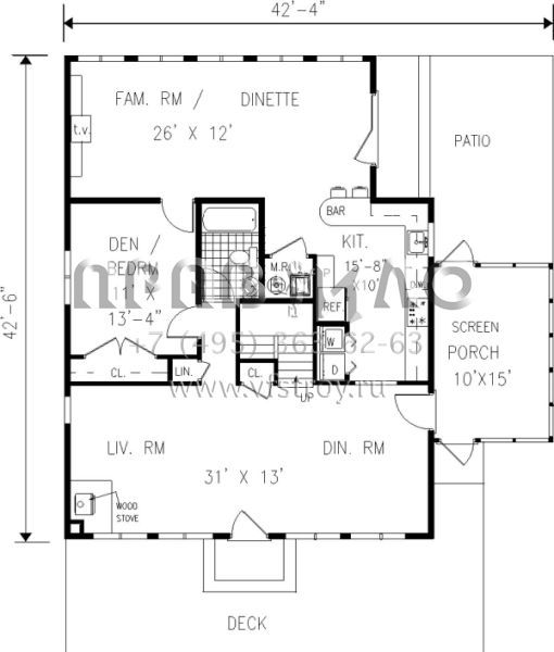 Проект двухэтажного дома без гаража в стиле Ранчо S5-196 (033-00111)
