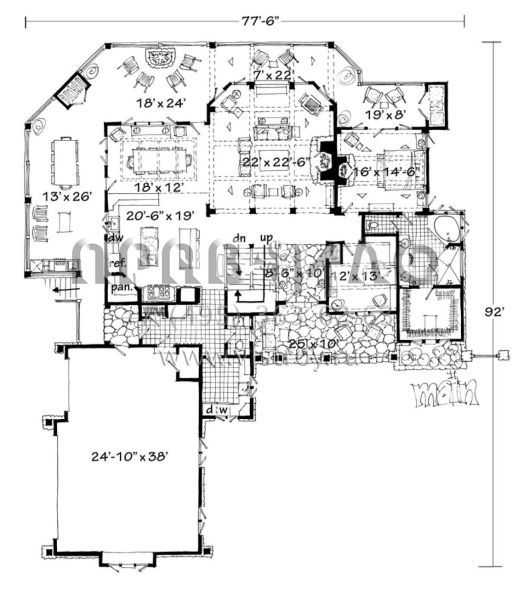 Проект двухэтажного дома с гаражом на три и более машин в стиле Шале S5-461 (1907-00019)