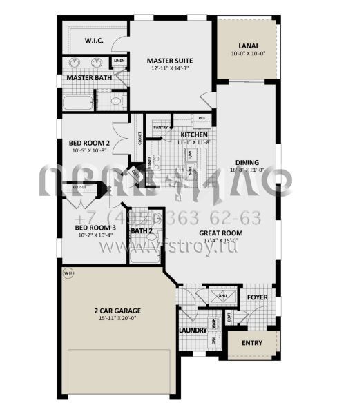 Проект одноэтажного дома с гаражом на две машины в стиле Ранчо S5-137 (3978-00277)