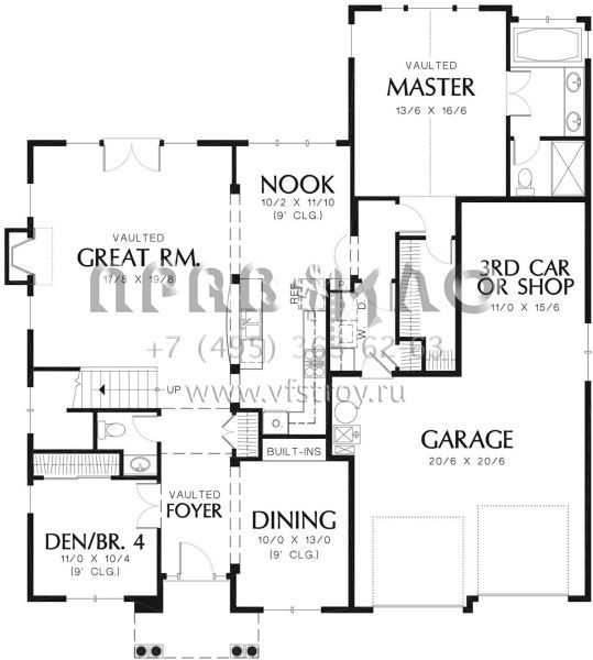 Проект двухэтажного дома с гаражом на три и более машин в современном стиле S5-210 (2559-00322)