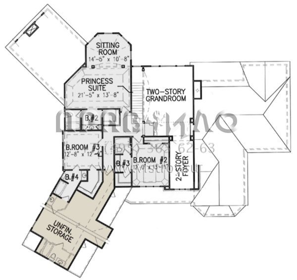 Проект двухэтажного дома с гаражом на три и более машин в стиле Ранчо S5-418 (699-00190)